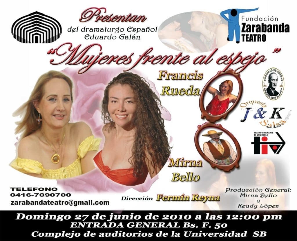 Fundación Zarabanda Teatro presenta la obra  «Mujeres Frente Al Espejo»